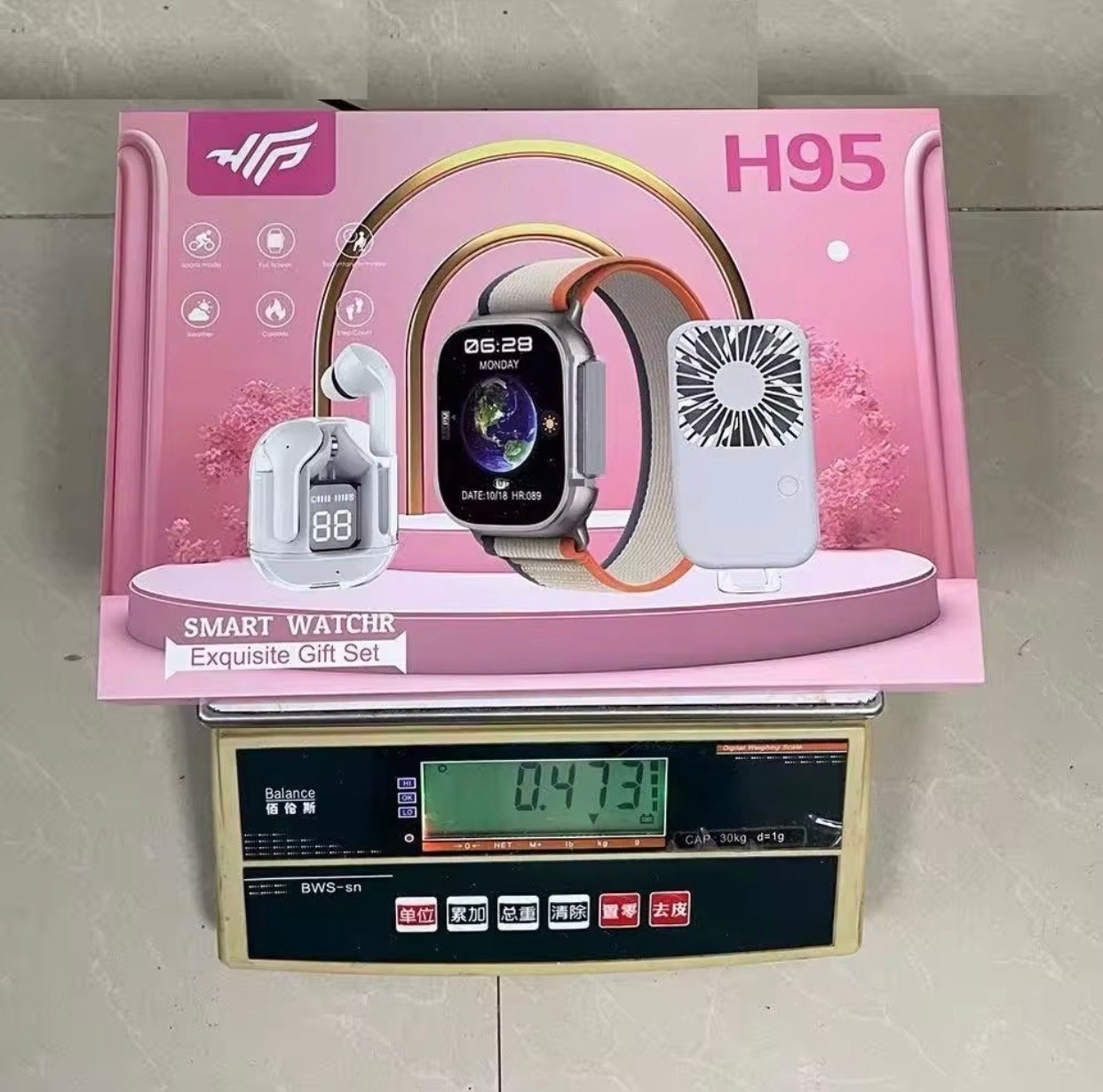 Smart watch set plus AirPod with portable fan